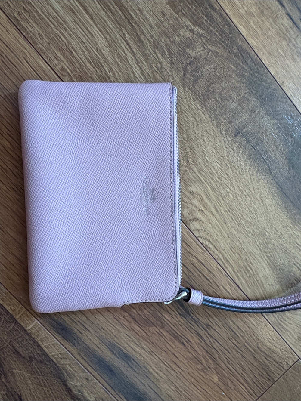 Coach Light Pink Leather Wristlet with Strap